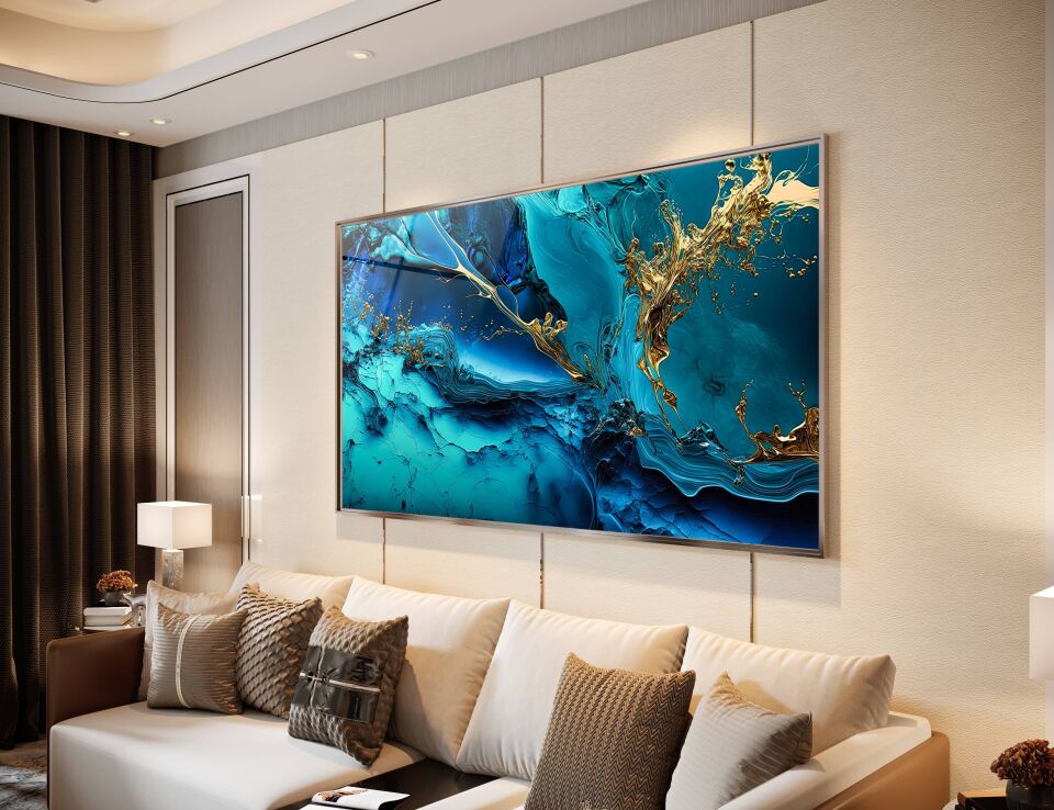 MAVİ VE ALTIN SOYUT SANAT DESENLİ MODERN KANVAS TABLO | CF0382