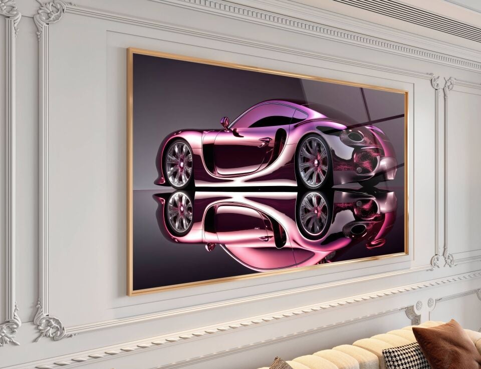 Luxury Lila Araba Tasarımlı Cam Tablo | CF0301
