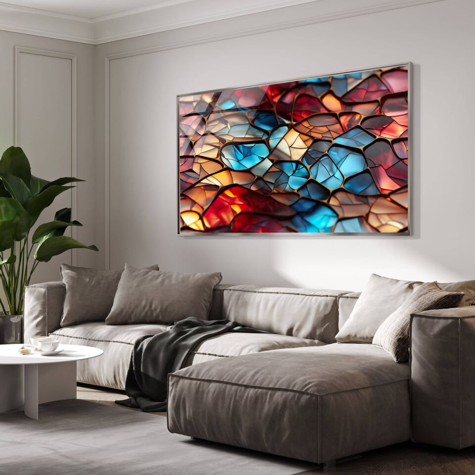 Renkli Vitray Desenli Modern Cam Tablo | CF1014