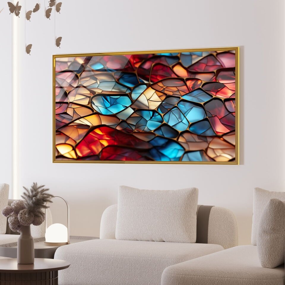 Renkli Vitray Desenli Modern Cam Tablo | CF1014