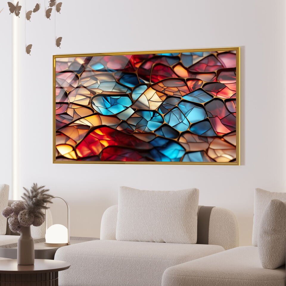Renkli Vitray Desenli Modern Cam Tablo | CF1014