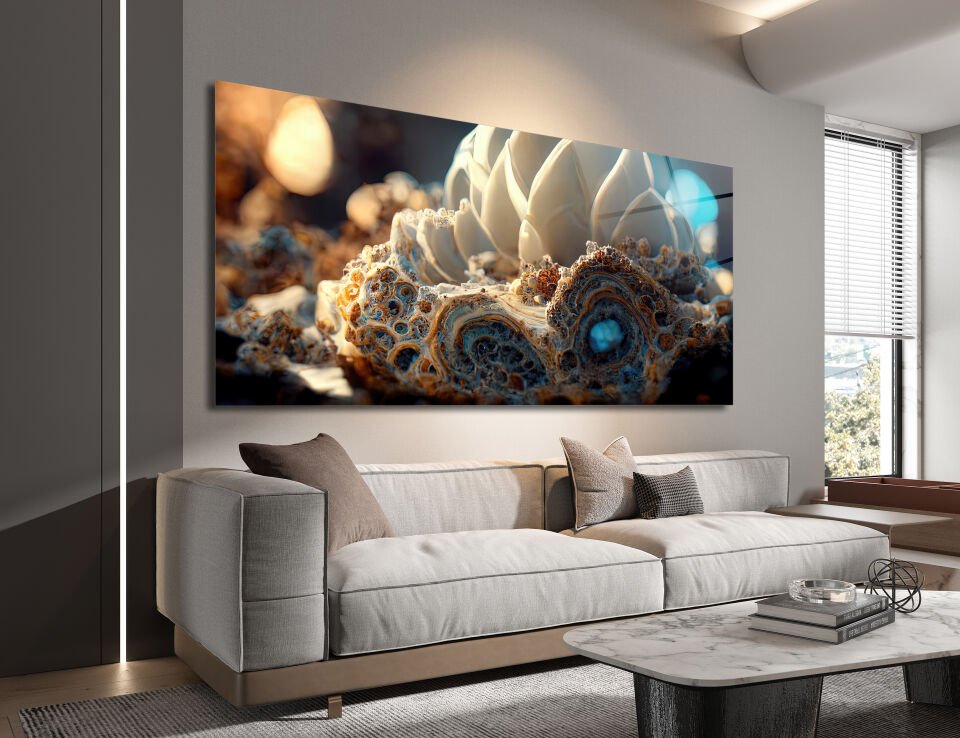 Organik Formlar ve Kristal Detaylı Sanatsal Cam Tablo | CF0090