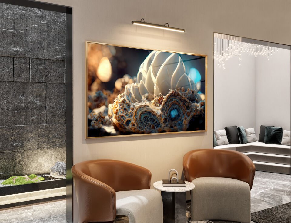 Organik Formlar ve Kristal Detaylı Sanatsal Cam Tablo | CF0090