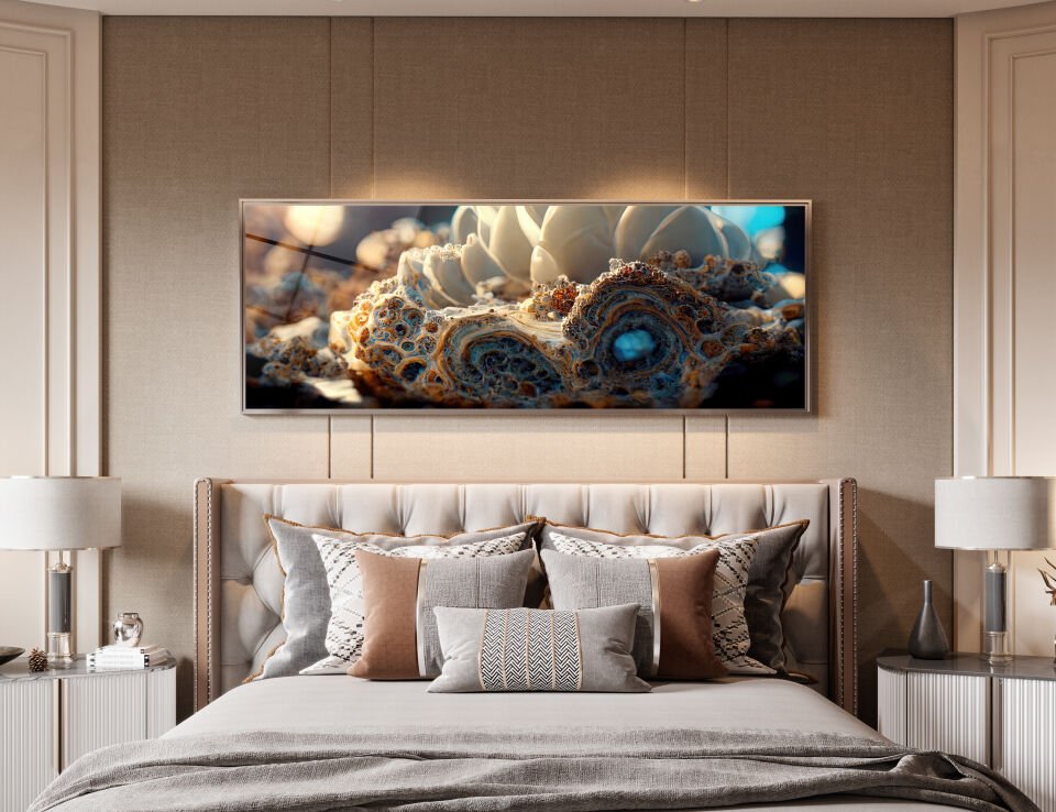 Organik Formlar ve Kristal Detaylı Sanatsal Cam Tablo | CF0090