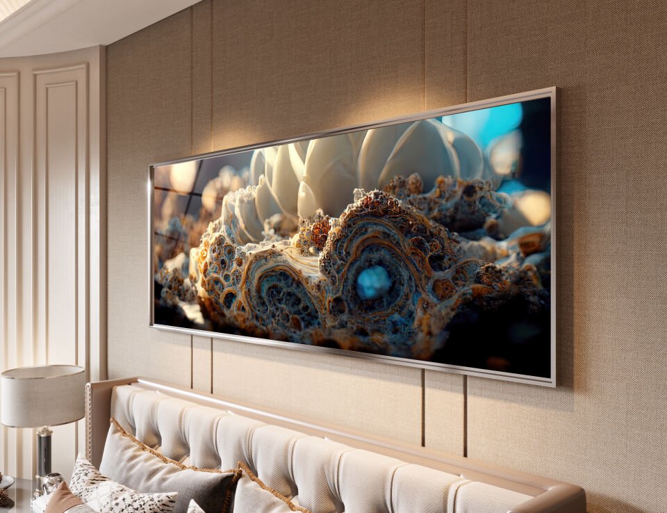 Organik Formlar ve Kristal Detaylı Sanatsal Cam Tablo | CF0090