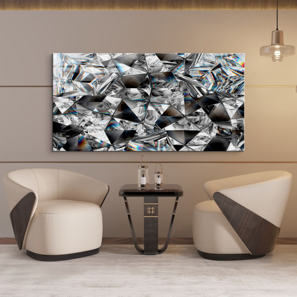 Kristal Görünümlü Soyut Tablo – Modern ve Parlak Duvar Dekoru | CF0638