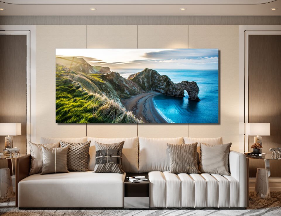 Durdle Door Doğal Kıyı Manzarası - Yüksek Çözünürlüklü Cam Tablo | CF0026