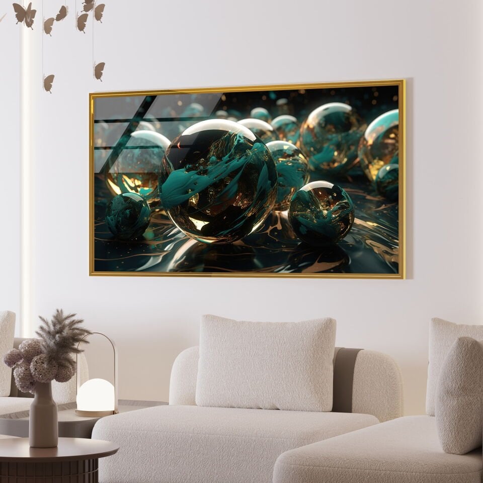 Soyut Cam Küre Desenli Modern Sanat Cam Tablo | CF0894