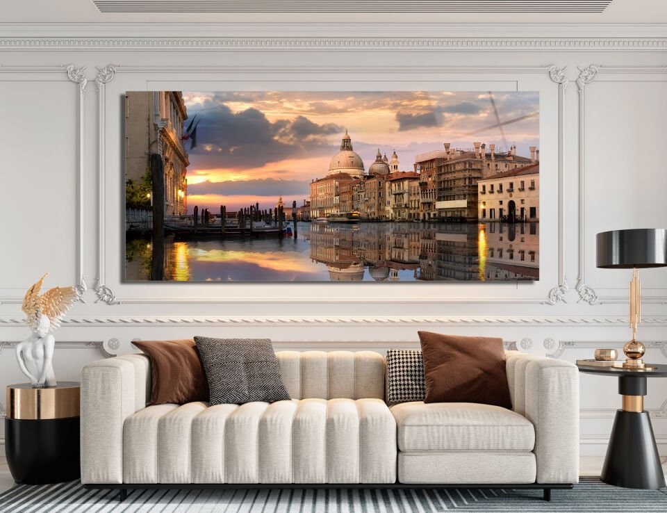 Venedik Grand Kanal ve Santa Maria Bazilikası Cam Tablo | CF0030