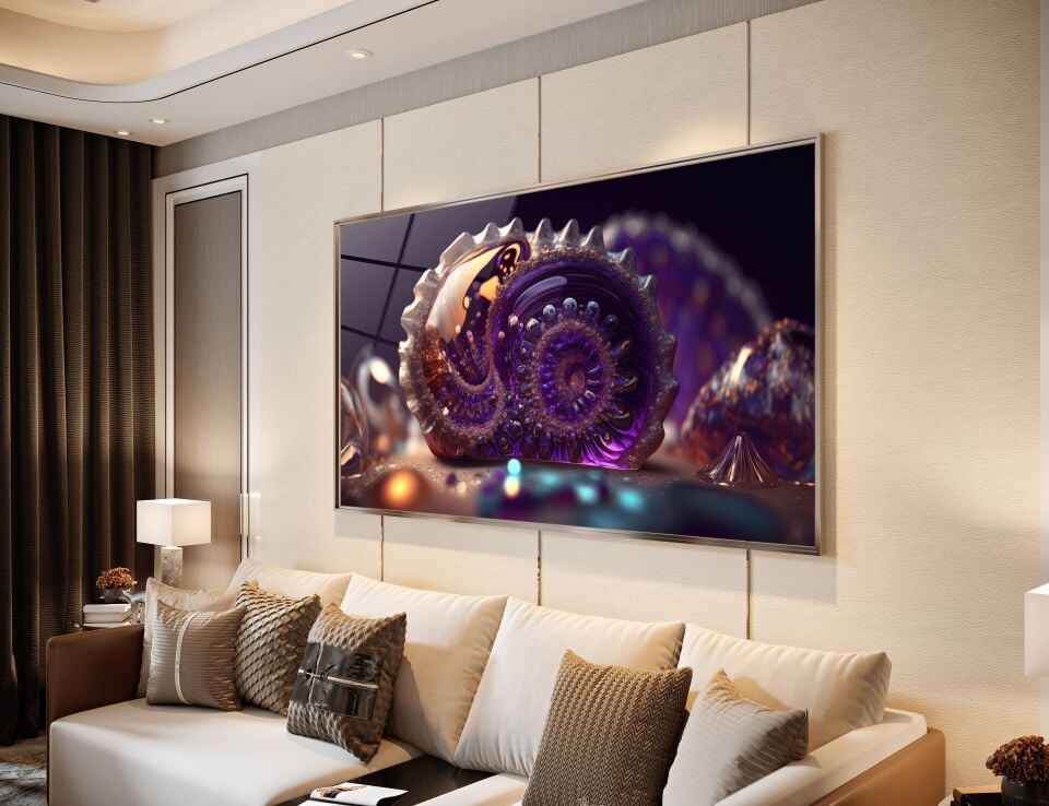 Mor Spiral Fosil Cam Tablo – Doğadan Gelen Sanat | CF0331