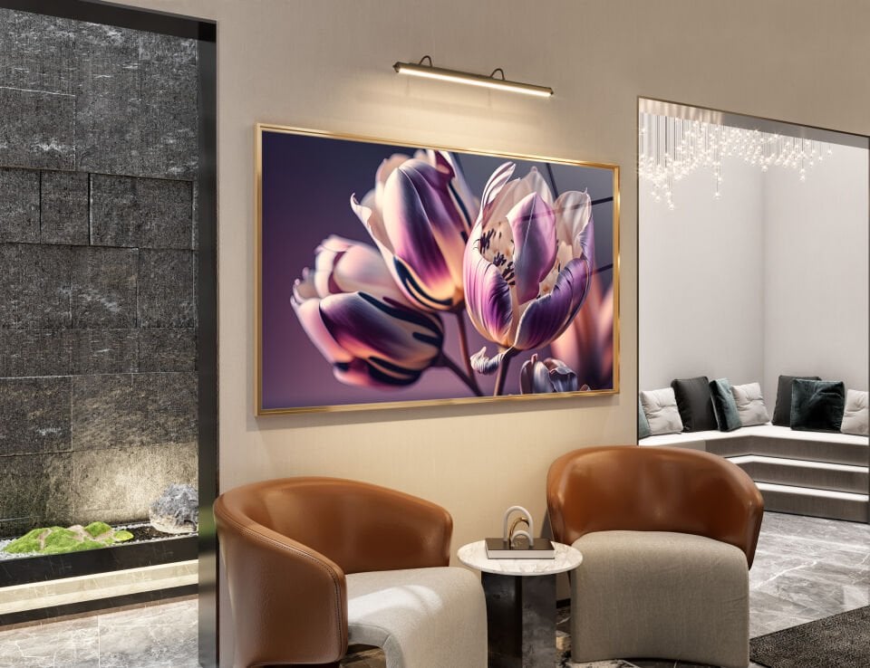 MODERN LALE DESENLİ CAM TABLO – ZARAFET VE ESTETİĞİN BULUŞMASI | CF0585