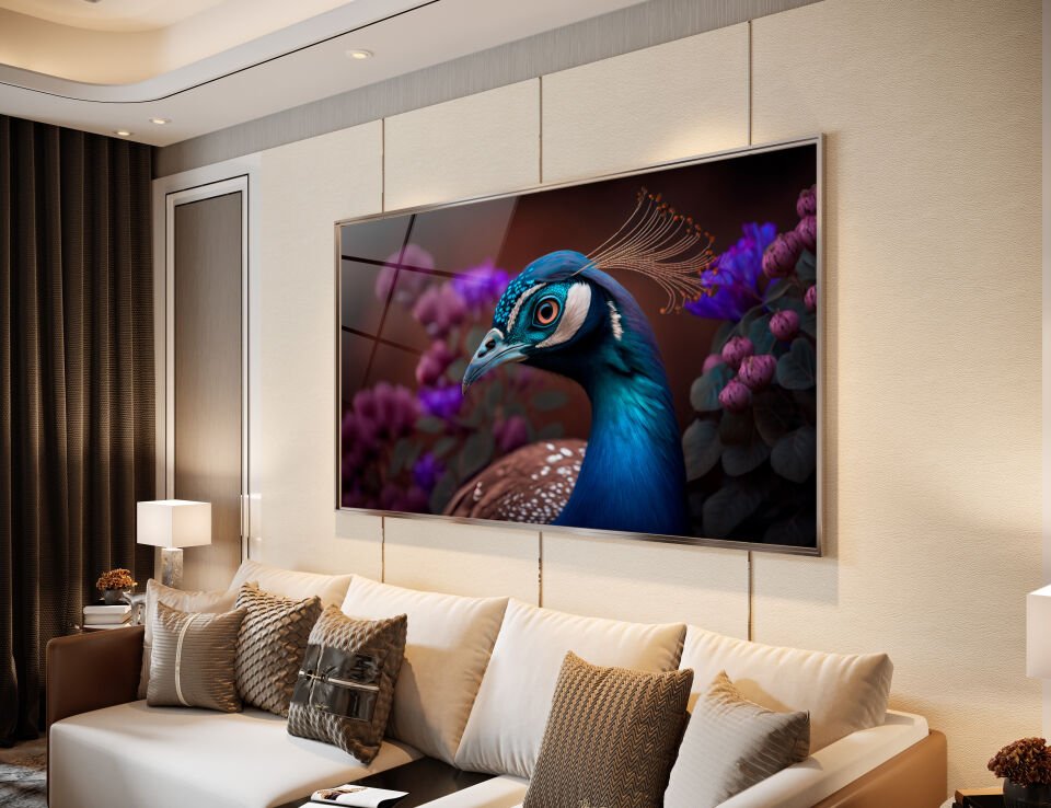 ZARİF TAVUS KUŞU DESENLİ MODERN CAM TABLO | CF0562