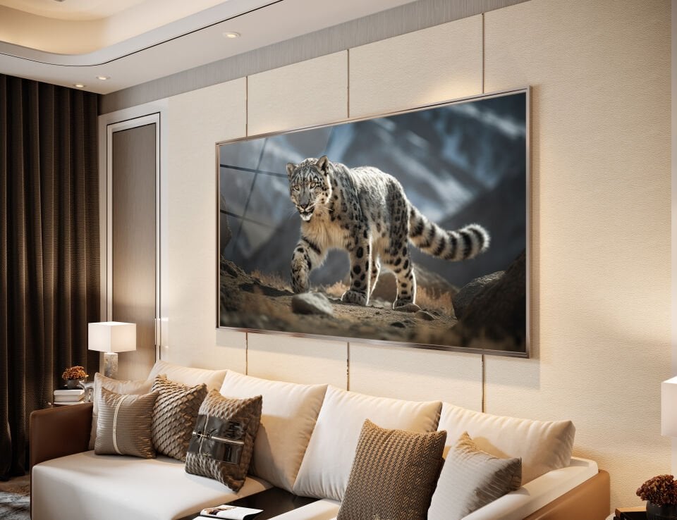 Kar Leoparı Temalı Doğa Cam Tablo | CF0565
