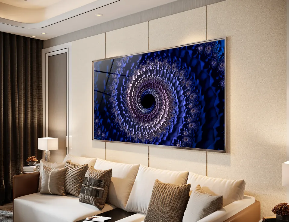 Spiral Formlu Soyut Mavi Cam Tablo | Modern Sanat Tasarımı | CF0128