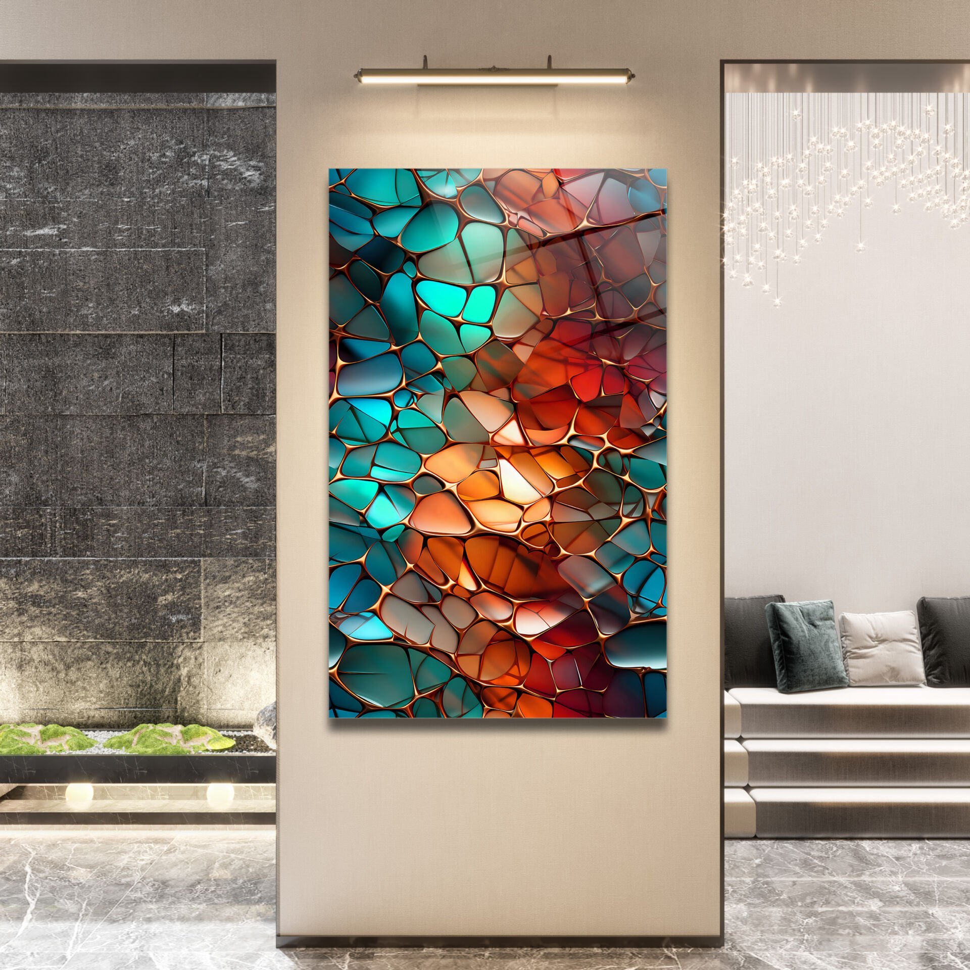 Renkli Vitray Desenli Modern Cam Tablo | CF1145