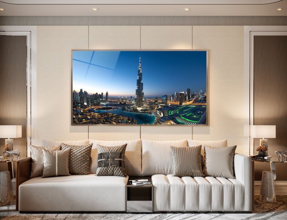 Dubai Gecesi Cam Tablo – Burj Khalifa’nın Işıltısıyla Şehre Yüksekten Bakış | CF0174