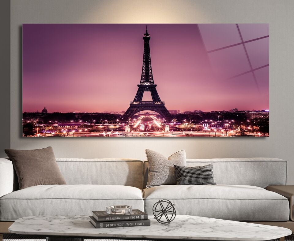 Paris Gecesi Cam Tablo – Eyfel Kulesi'nin Romantik Işıltısı | CF0175