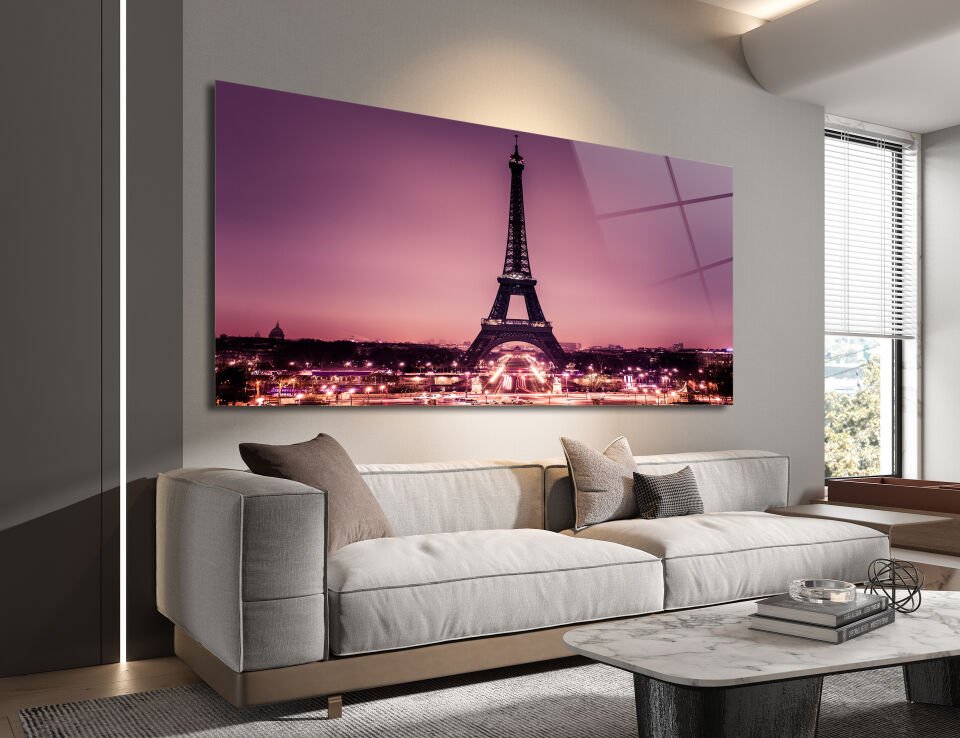 Paris Gecesi Cam Tablo – Eyfel Kulesi'nin Romantik Işıltısı | CF0175
